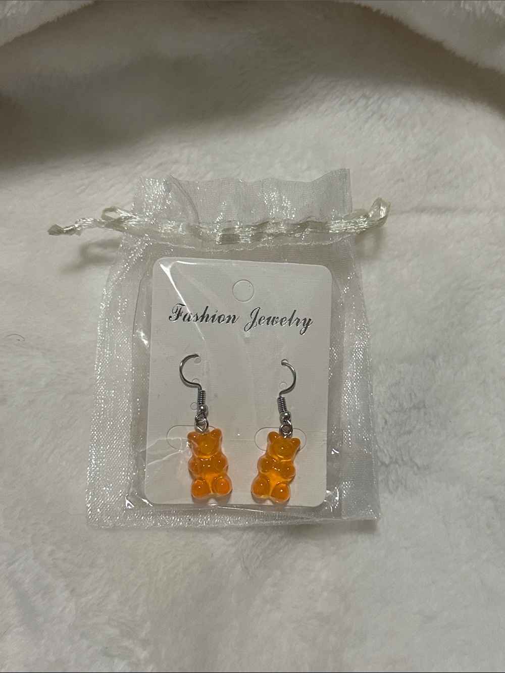 FREE🧡NEW🧡Bright Orange Gummy Bear Drop Earrings